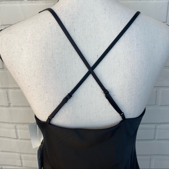 Good American black midi satin Slip dress size small - Picture 6 of 7